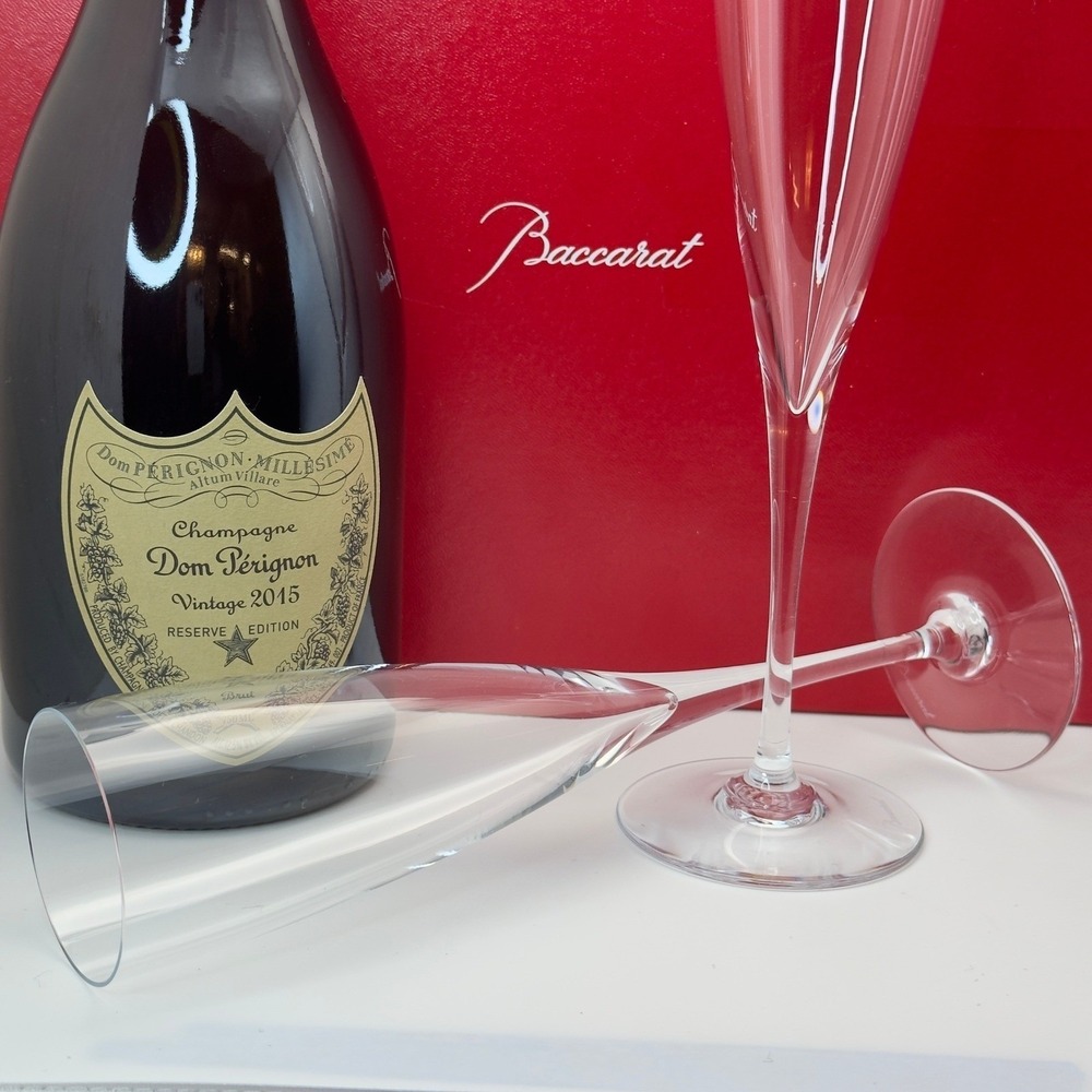 Baccarat Dom Perignon‎ Flute Champagne Glasses Pair Crystal France